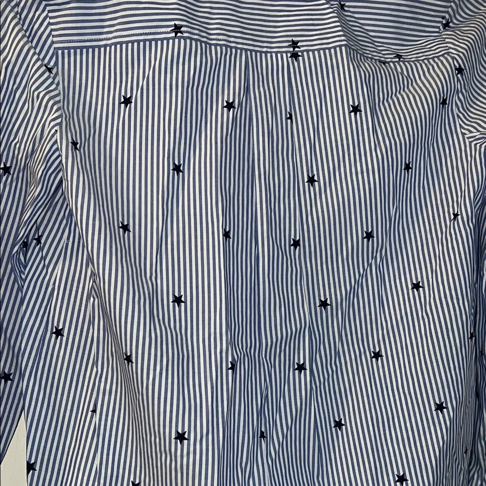 Kate Spade Stars & Stripes Poplin Shirt with Ruffle Collar & Cuffs NWOT - Picture 8 of 10